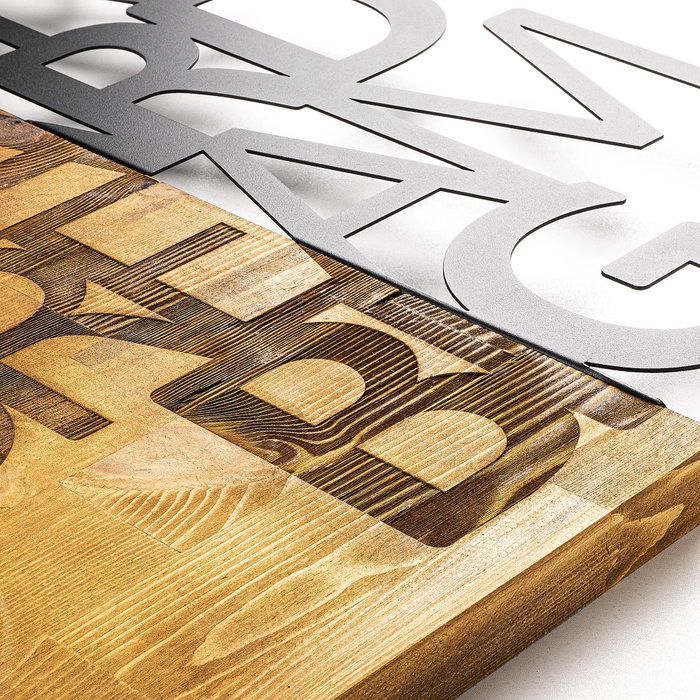 Wallity Work Hard Dream Big Escultura de pared en Nogal y Negro